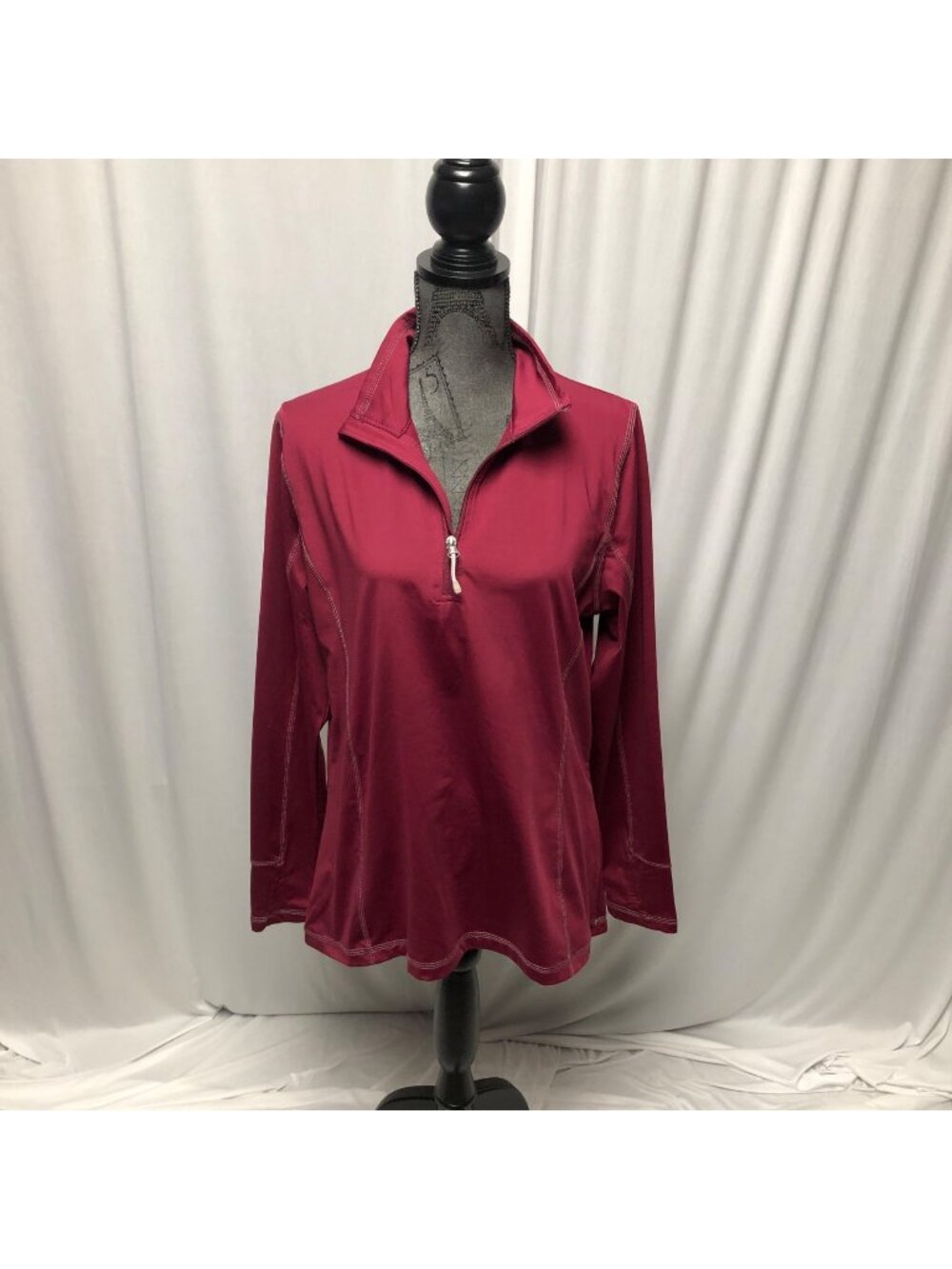 Storm Creek Activewear Sweatshirt Womens Size Large Burgundy Partial Zip Jacket
